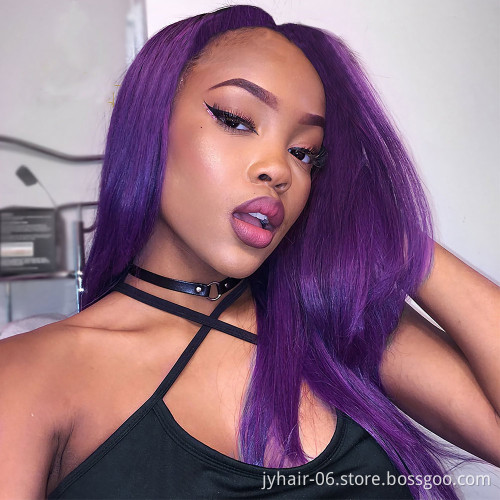 Wholesale Colored Human Hair Wigs, Hd  Lace Front Wig, Ginger Orange Red Purple Wigs Lace Front Human Hair For Black  Women